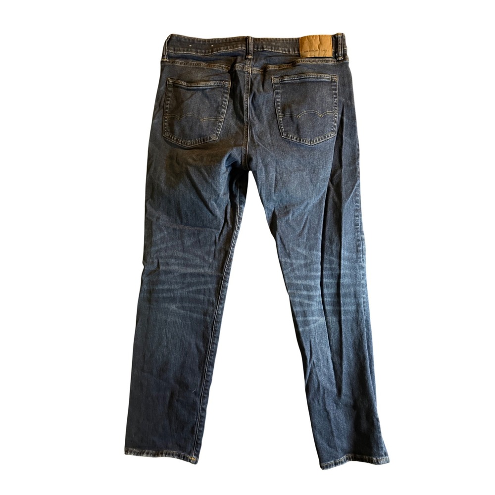 American Eagle Next Level Flex Slim Straight Jeans Mens 36x32 Dark Wash Denim - Picture 3 of 10